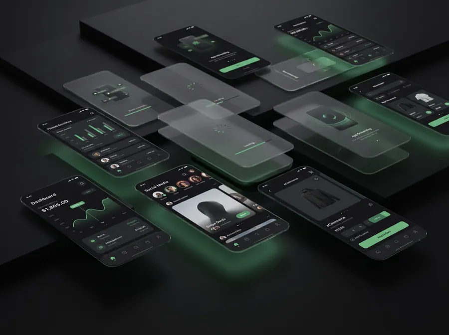 Mobile app screens